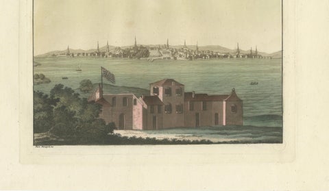 Boston Harbor View from Castle William, Hand-Colored Aquatint by Fumagalli, 1827, close-up 6