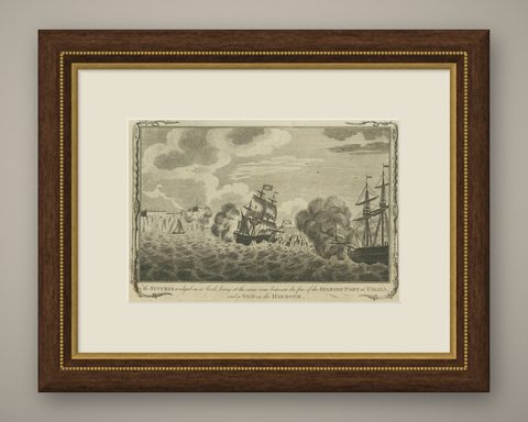 Naval Engagement at Unalata, Guam: The Peril of HMS Success, circa 1790, shown framed