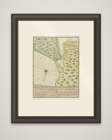Antique Plan of Plan of St. Julian's Harbour on the Coast of Patagonia, shown framed