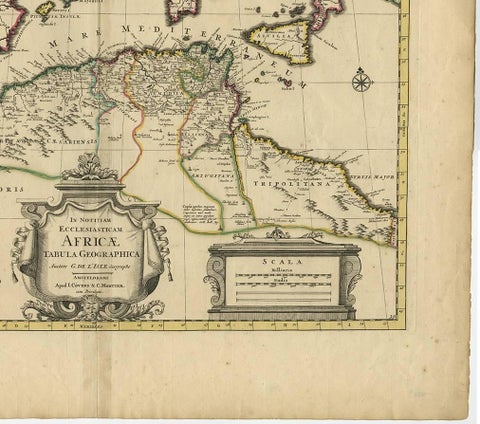 Antique Map of the Northern Coast of Africa and Southern Europe, circa 1745, view 5