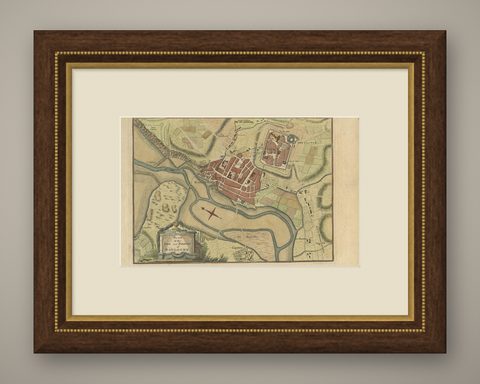Antique Plan of the Town and Harbour of Boulogne-sur-Mer by Barrow 'c.1760', shown framed
