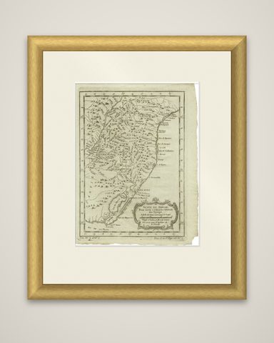 Antique Map of the Coast of Southern Brazil by Bellin, c.1755, shown framed