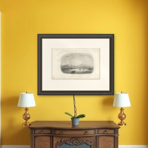 Antique Print of the Harbor of Rio de Janeiro by D'Urville (1853), shown framed on a wall