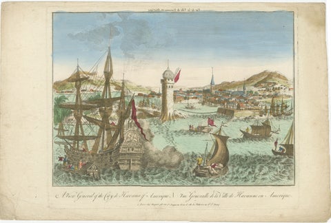 Hand-Colored Vue d’Optique of the Harbour of Havana, Cuba, circa 1770, view 2