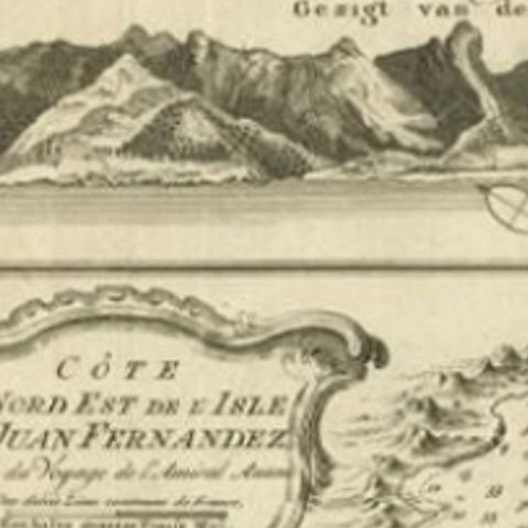 Antique Map of the Coast of Juan Fernandez by Van Schley, 1757, close-up 1