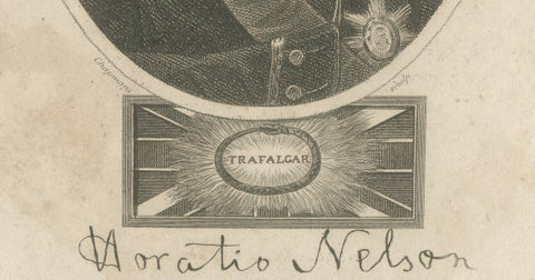 Horatio Nelson Portrait, Trafalgar Engraving, Naval Hero, 1819 London, close-up 3