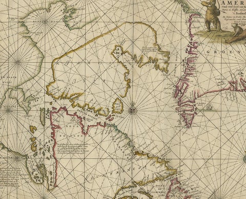 Antique Sea Chart of Hudson Bay and Arctic Canada by Van Keulen, circa 1681, view 3