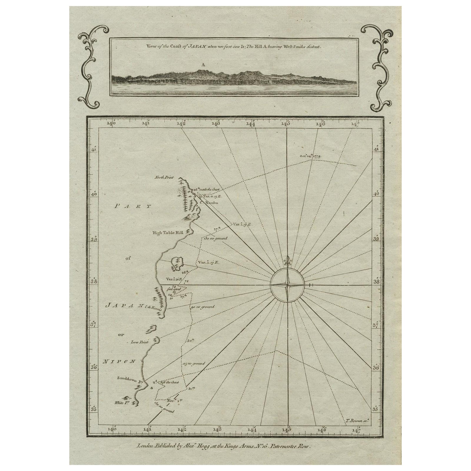 Old Map of the East Coast of Honshu with an Inset, Japan, c.1785