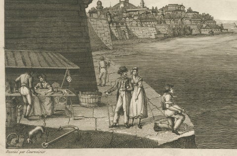 View of the Harbor of Cannes, Engraving by Dubois after Courvoisier, 1784, close-up 5