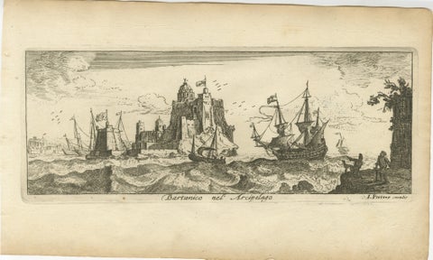View of Bartanico in the Aegean Archipelago with Fortifications and Ships, 1680, view 3