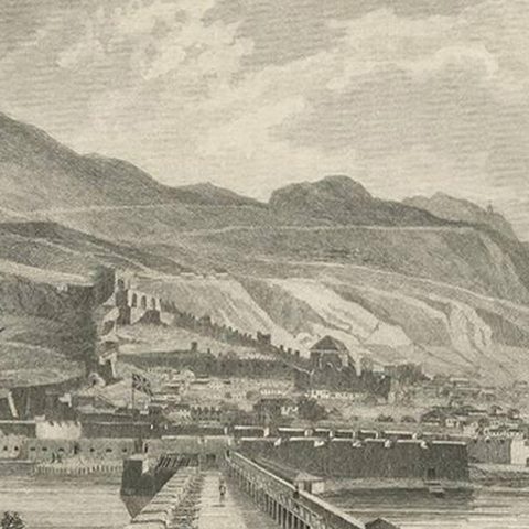 Antique Print of the Harbour of Gibraltar by S. Davenport, circa 1840, close-up 2