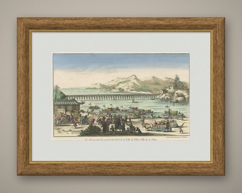 Rare Early View of the Harbour of Peking or Beijing, Capital of China, shown framed