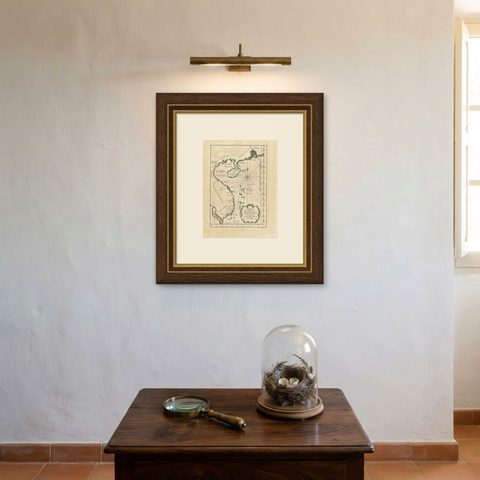 Antique Map of the Coast of China by Bellin, 1752, shown framed on a wall