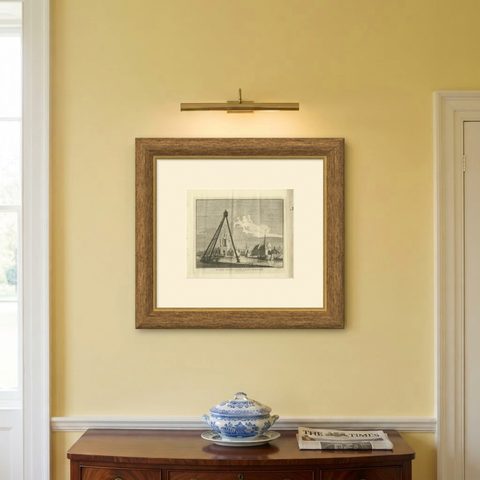 Antique Print of the Port of Zierikzee, Holland, by Tirion, 1751, shown framed on a wall