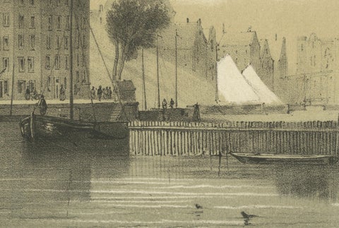 1857 Lithograph of Amsterdam’s Oosterdok Quay and Harbor, close-up 4