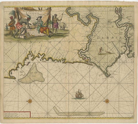 Orginal Antique Sea Chart of the Western Coast of Africa, circa 1697, view 2