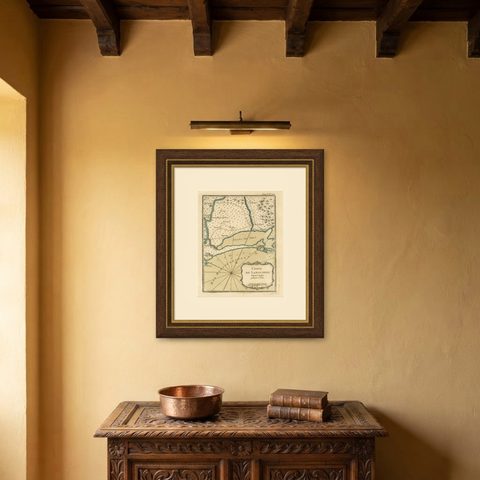 Antique Map of the Languedoc Coast between Agde and Sète 'Cette', France, shown framed on a wall
