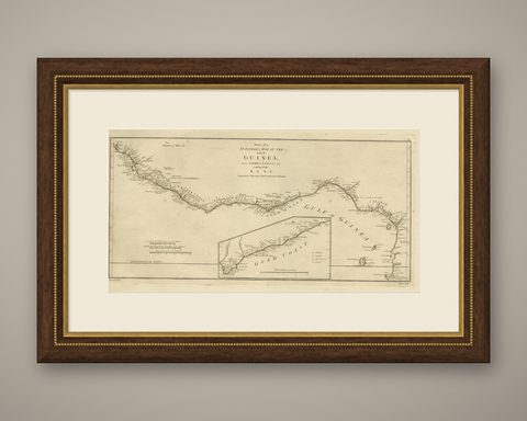 Map of the African Coast, Gulf of Guinea, from Sierra Leone to Gabon, 1788, shown framed