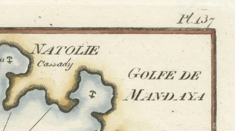 Golfe de Mandaya Sea Chart by Joseph Roux, Ottoman Turkey, c.1764, close-up 3