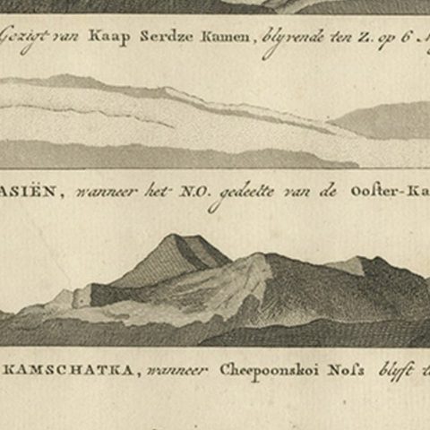 Dutch Antique Engraving with Coastal Views of Asia by Cook, 1803, close-up 3