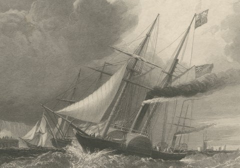 Prince Albert Landing at Dover, Royal Maritime Engraving, c.1840, close-up 3
