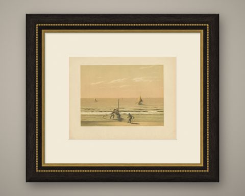 Antique Print of Local Vessels in the Sunda Strait in Indonesia, 1888, shown framed