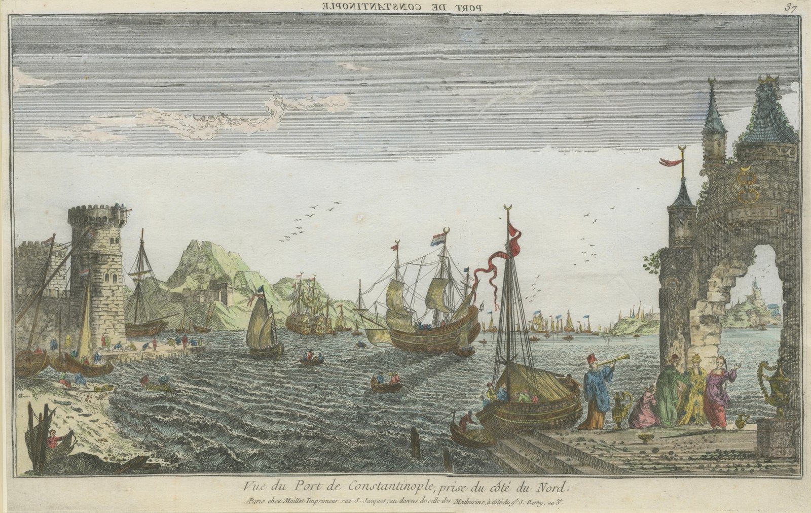Constantinople Harbor Vue d’Optique by Jacques Chéreau, c.1760