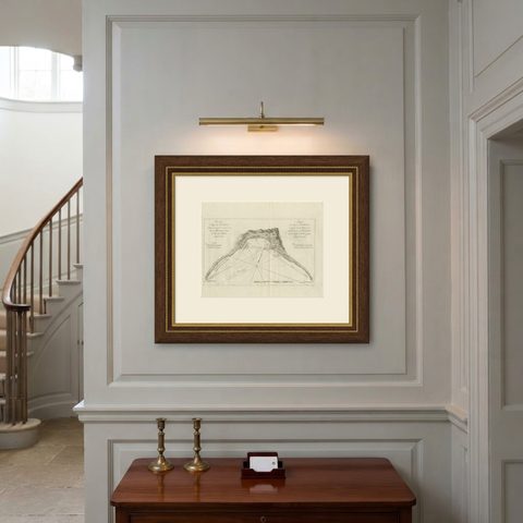 Antique Map of a Bay Nearby Makassar, Celebes 'Sulawesi)' by Hawkesworth, 1774, shown framed on a wall