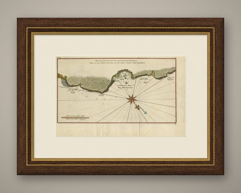 Juan Fernandez Island Map, Antique Chilean Chart circa 1750, shown framed