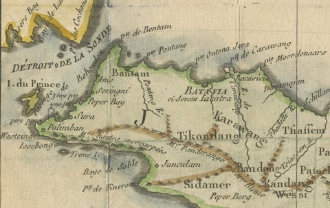 Java and Bali with Borneo Coast, 18th Century French Colonial Map, close-up 2