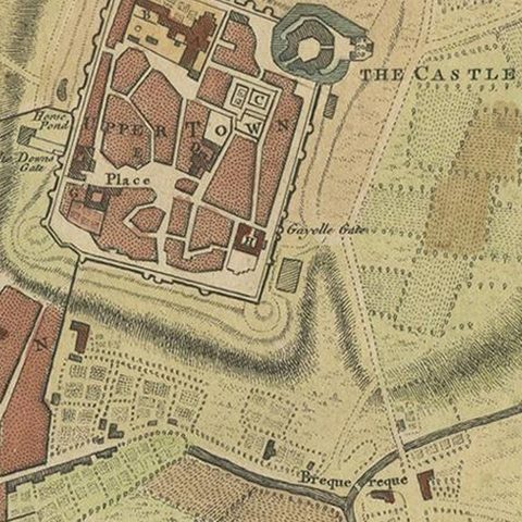 Antique Plan of the Town and Harbour of Boulogne-sur-Mer by Barrow 'c.1760', close-up 1