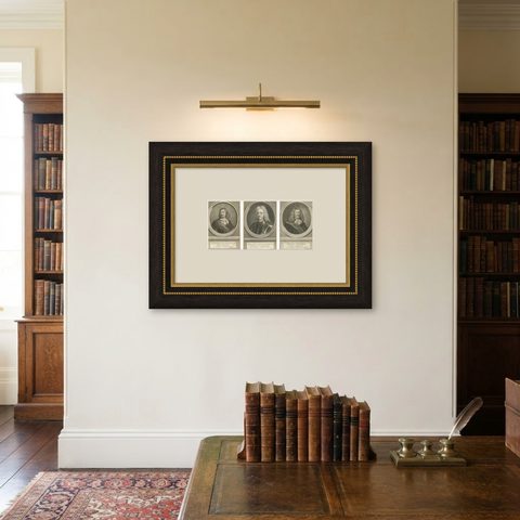 Set of Three Dutch Naval Portraits, Van der Hulst, Kallenberg & Sweers, c.1700, shown framed on a wall