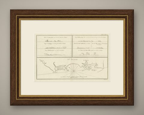 Antique Map of New Ireland (Pacific) with Coastal Profiles, Cook Voyages, 1774, shown framed