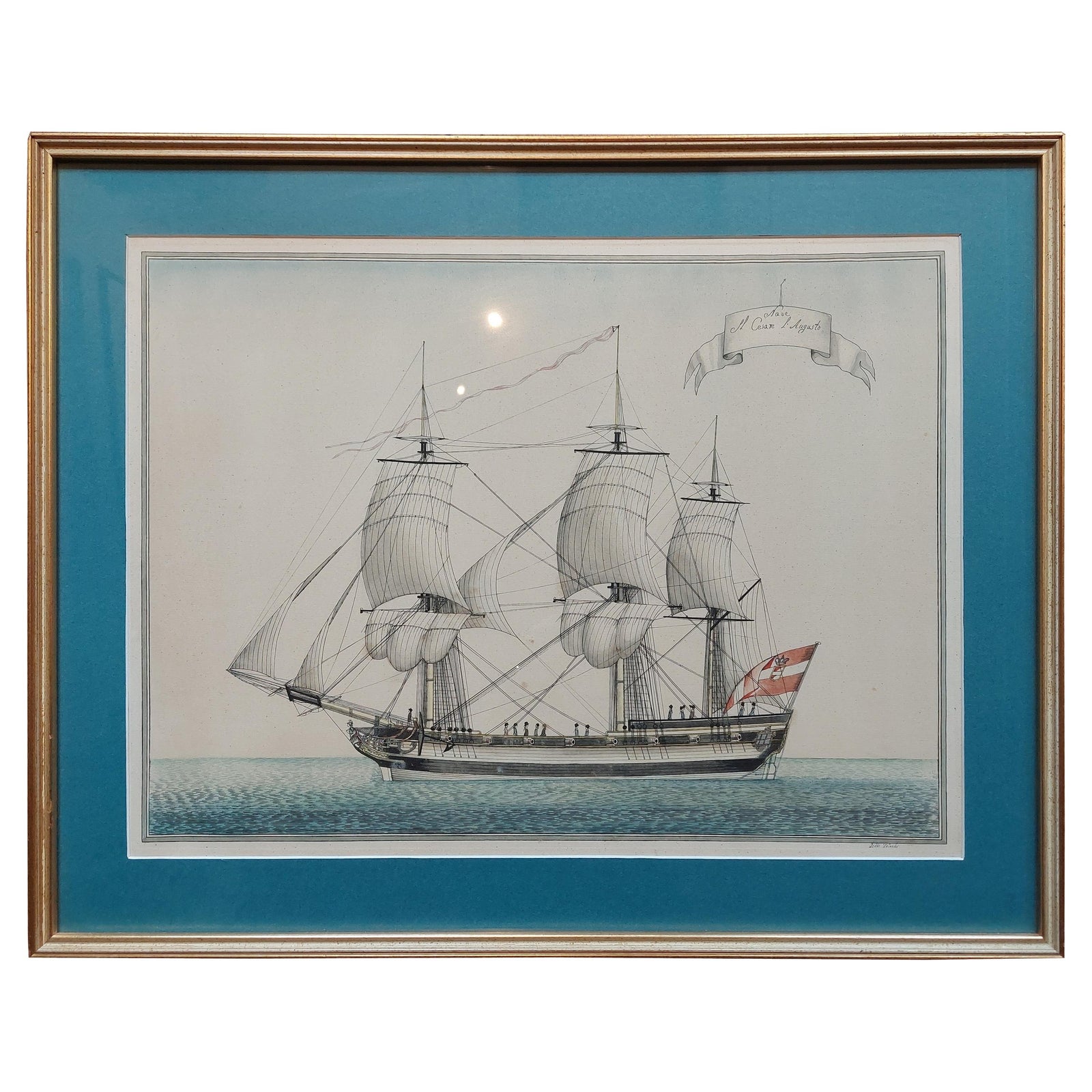 Antique Print of a Vessel 'c.1850'