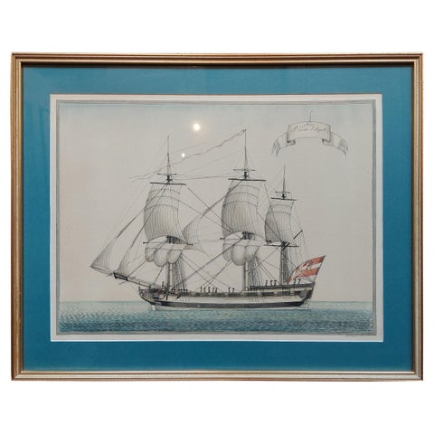Antique Print of a Vessel 'c.1850'