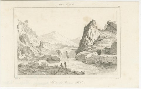 Hawaiian Volcanoes & Valleys, Antique Voyage Engravings, Renzi, Paris 1836, view 4