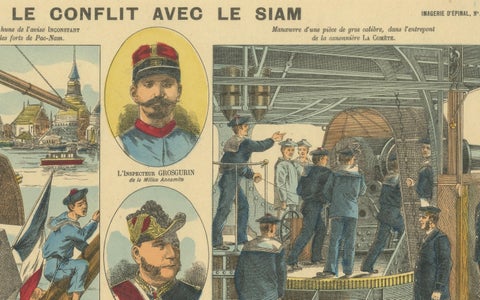 Conflict with Siam, a French Naval Action Scene, Épinal Colonial Print, 1893, close-up 4