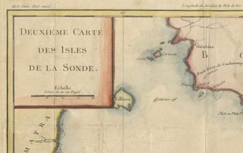 Java and Bali with Borneo Coast, 18th Century French Colonial Map, close-up 1
