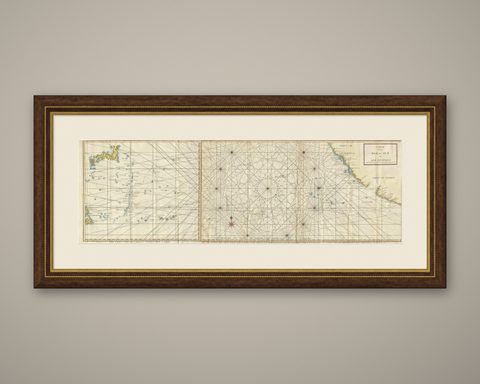 Antique Chart of the Mid-Pacific Ocean by Anson, c.1784, shown framed