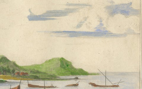 Cortés Scuttling Ships at Veracruz, Hand-Colored Engraving by Van Beecq, c.1690, close-up 4
