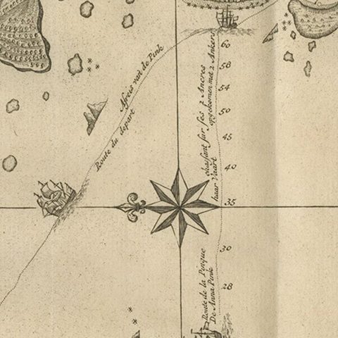 Antique Map of a Bay on the Coast of Chile, South America, c.1749, close-up 2