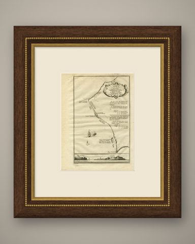 The Cape Verde Islands Coast Antique Engraving by Van Schley, 1747, shown framed
