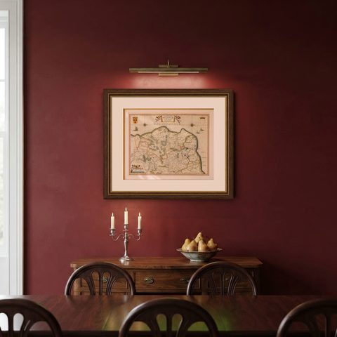 Blaeu Map of Boulogne & Calais Coast, Maritime France, Ships c.1642, shown framed on a wall