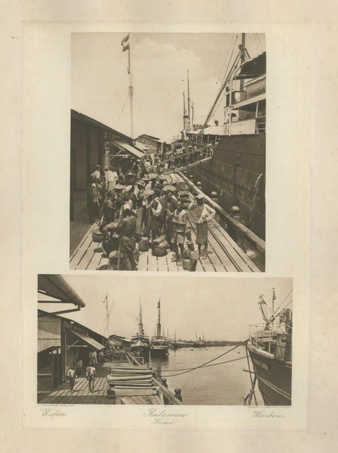 Belawan Harbour & Labourers, Sumatra, Indonesia, Kleingrothe Photogravure 1900, close-up 1