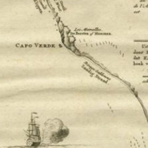 The Cape Verde Islands Coast Antique Engraving by Van Schley, 1747, close-up 2