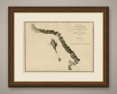Antique Map of the Coast of New Ireland, Earlier Part of German New Guinea, 1833, shown framed
