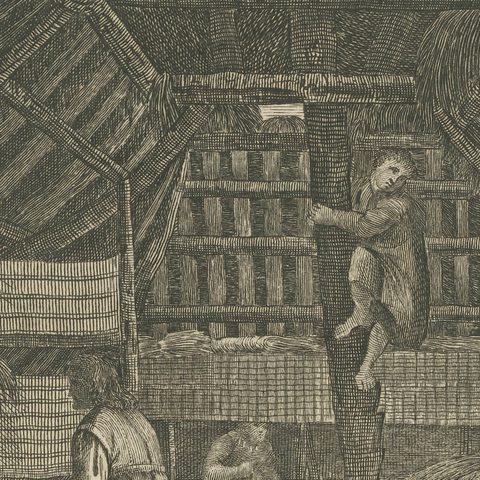 House in Oonalashka, Captain Cook Voyage, after Webber, Engraving, circa 1820, close-up 5