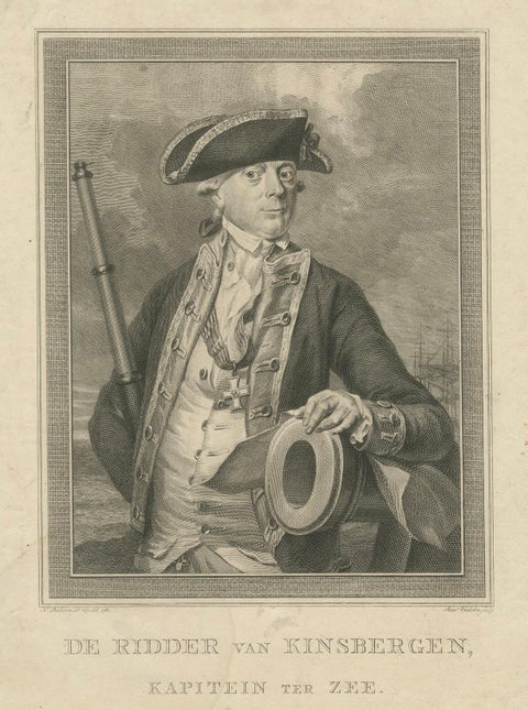 Antique Naval Portrait, Jan Hendrik van Kinsbergen, Dutch Sea Captain, c.1785, close-up 5