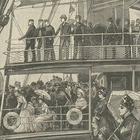 Antique Print of the Prince of Wales Starting the Jubilee Yacht-Race, 1887, close-up 1