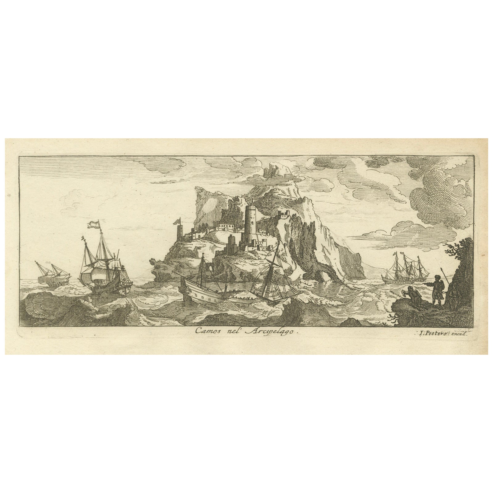 Fortified Island in the Aegean Archipelago with Ships at Sea, circa 1680